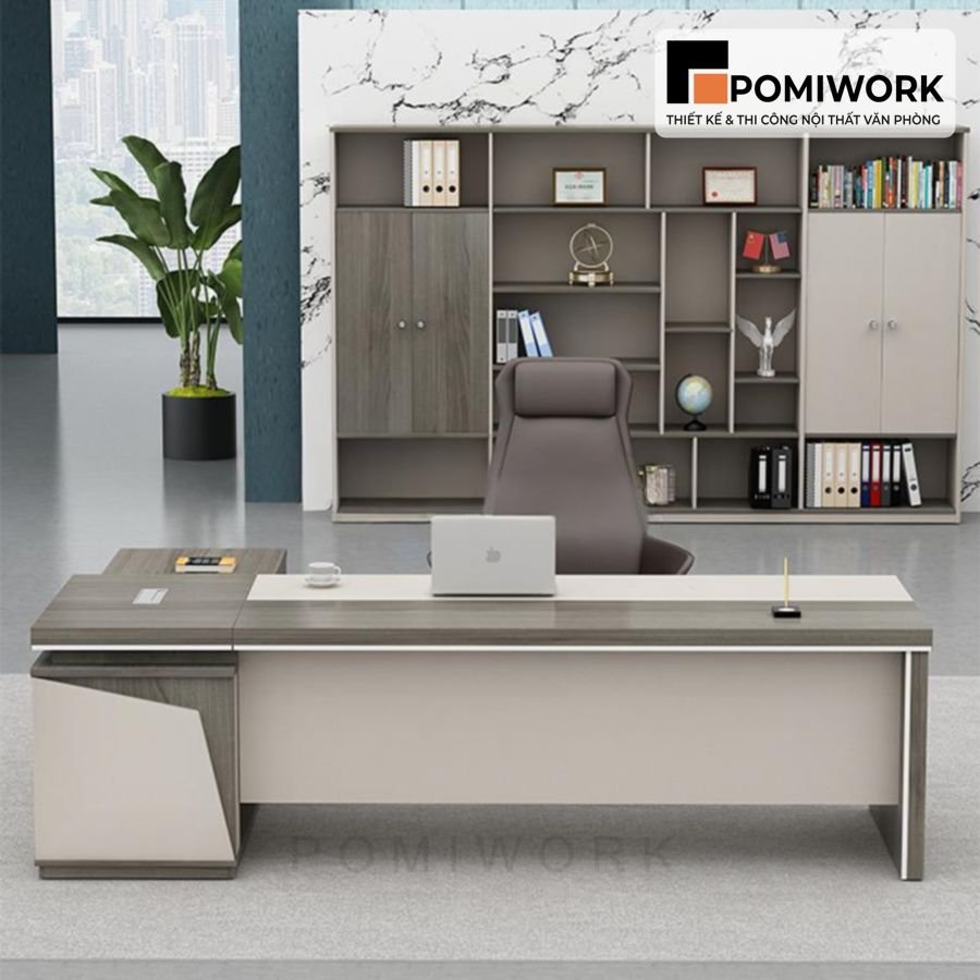 ban giam doc chu l hien dai Bàn giám đốc chữ L hiện đại - Thiết kế sang trọng, tiện ích, gỗ cao cấp
