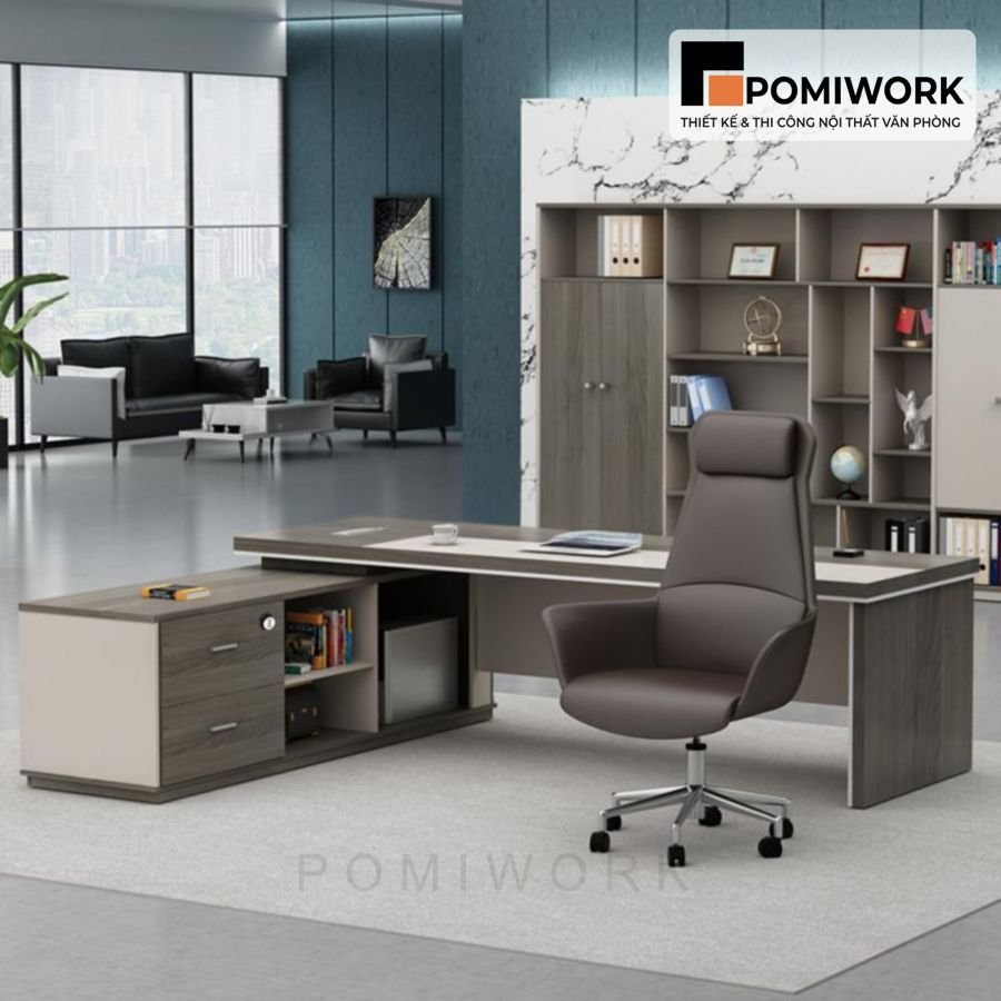 ban giam doc chu l hien dai Bàn giám đốc chữ L hiện đại - Thiết kế sang trọng, tiện ích, gỗ cao cấp