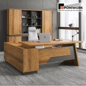 bàn giám đôc chữ l hiện đại màu gỗ nâu thiết kế sang trọng đẳng cấp lãnh đạo