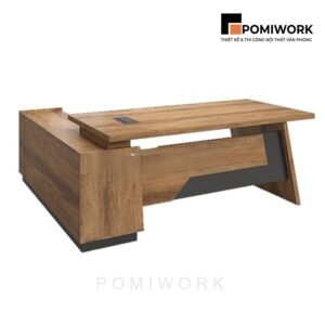 bàn giám đôc chữ l hiện đại màu gỗ nâu thiết kế sang trọng đẳng cấp lãnh đạo