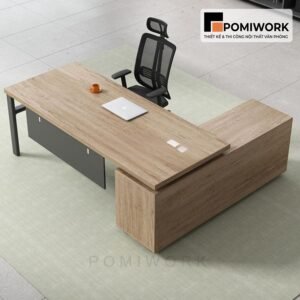bàn giám đốc chữ l kèm hộc tủ phong cách tối giản chuyên nghiệp
