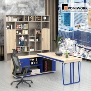 Bàn giám đốc hiện đại gỗ MDF kết hợp chân sắt xanh trẻ trung