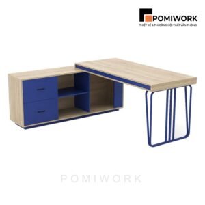 Bàn giám đốc hiện đại gỗ MDF kết hợp chân sắt xanh trẻ trung