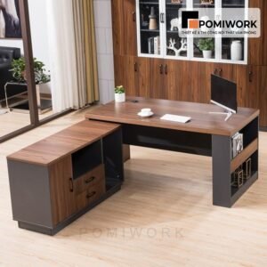 bàn giám đốc hiện đại mặt gỗ nâu sang trọng đẳng cấp văn phòng