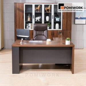 bàn giám đốc hiện đại mặt gỗ nâu sang trọng đẳng cấp văn phòng