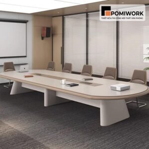 Bàn họp văn phòng cao cấp - Mẫu bàn dài bo tròn tinh tế, 8-12 chỗ ngồi