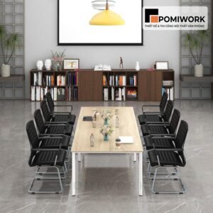 Bàn họp văn phòng hiện đại chân sắt mặt gỗ - Thiết kế sang trọng, bền đẹp