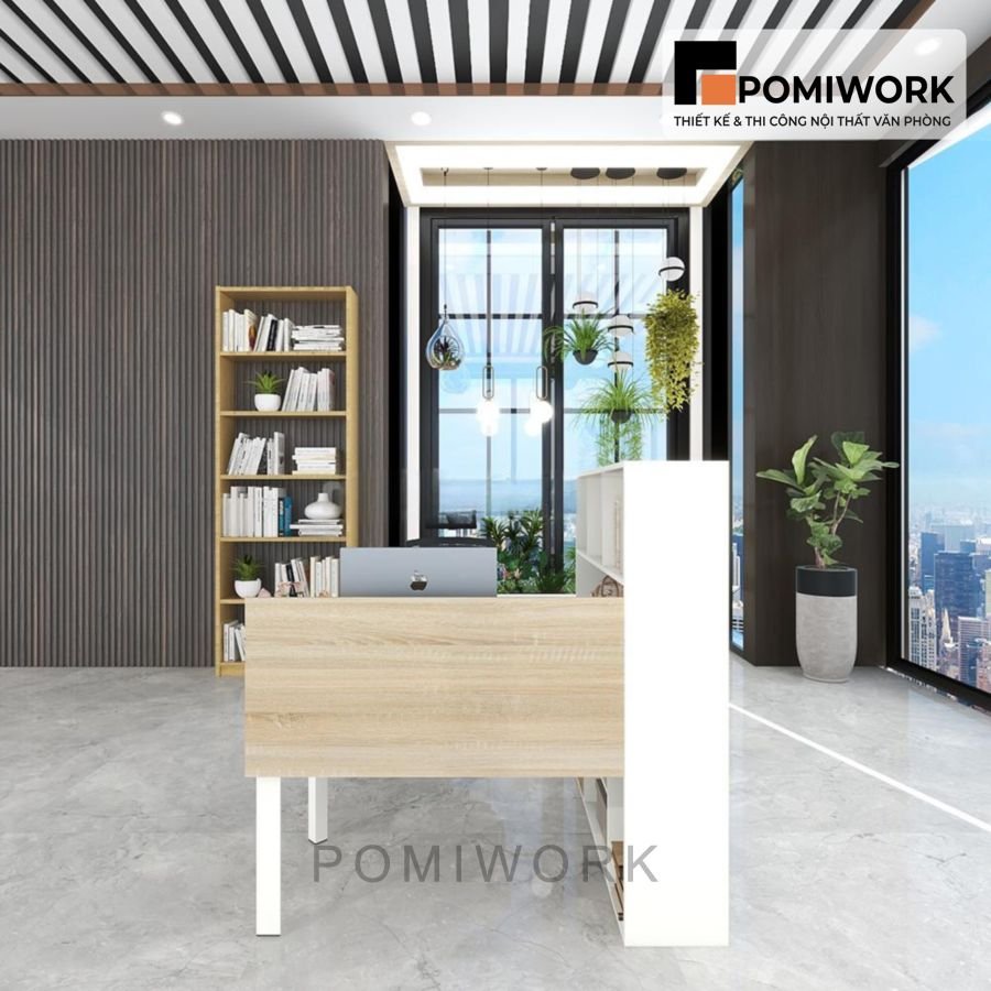 ban lam viec chu L thong minh co ke sach va tu tai lieu tien dung