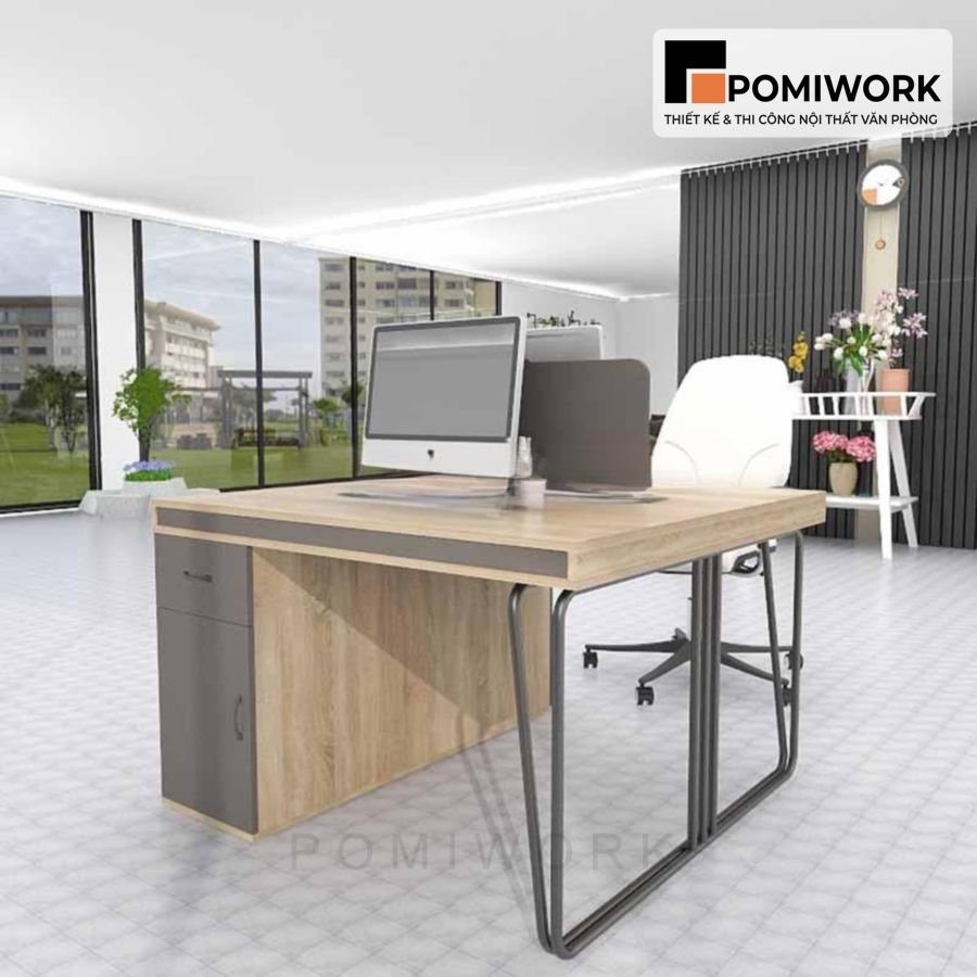 ban lam viec doi cho van phong thiet ke gon gang ben dep