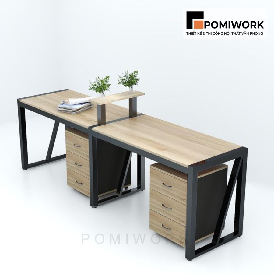 ban lam viec doi hien dai thiet ke doi xung ben dep sang trong