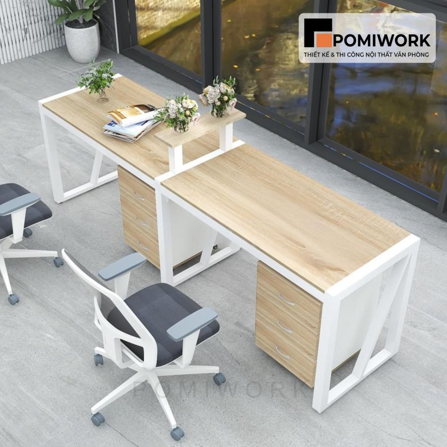 ban lam viec doi hien dai thiet ke doi xung ben dep sang trong