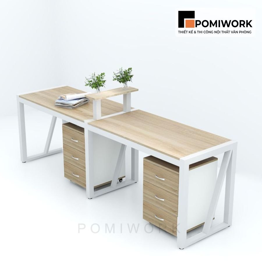 ban lam viec doi hien dai thiet ke doi xung ben dep sang trong