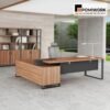 bàn làm việc lãnh đạo chữ L khung sắt mặt gỗ bền đẹp chuyên nghiệp