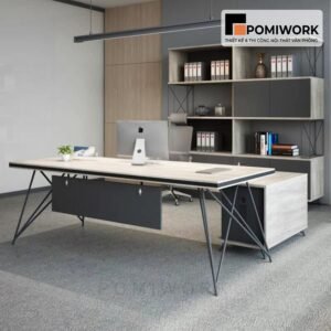 Bàn làm việc lãnh đạo kiểu dáng đẹp - Chân sắt, mặt gỗ bền bỉ