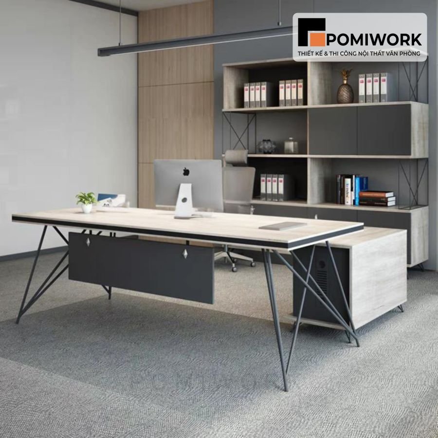 ban lam viec lanh dao kieu dang dep chan sat mat go ben bi