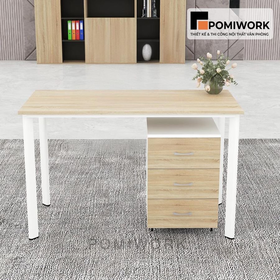 ban lam viec nhan vien bang go thiet ke hien dai don gian