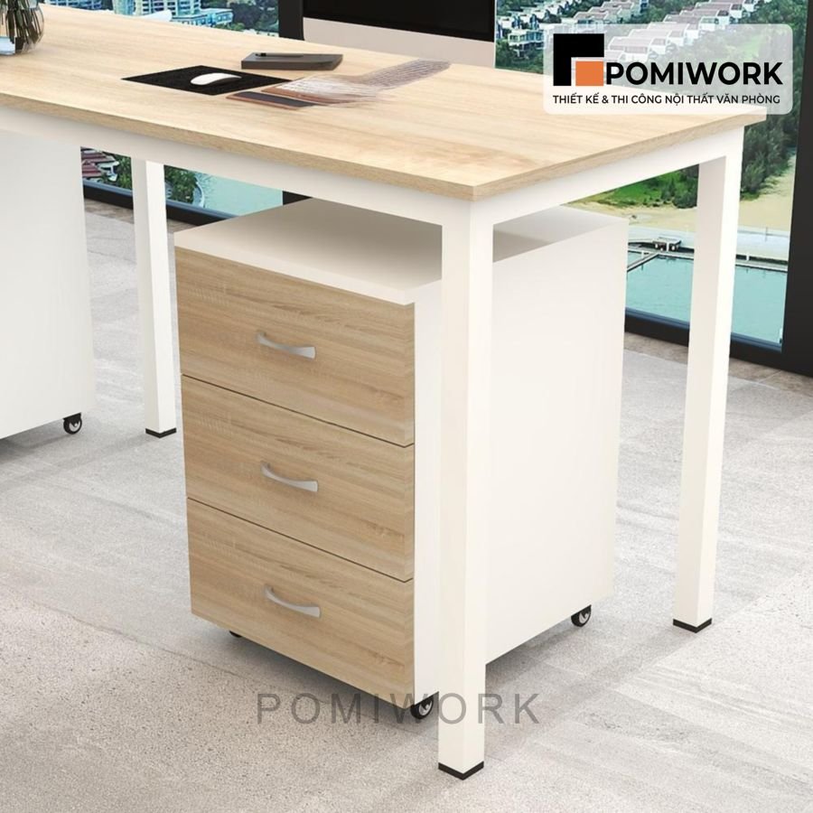 ban lam viec nhom 2 nguoi chan sat mat go kem hoc tu