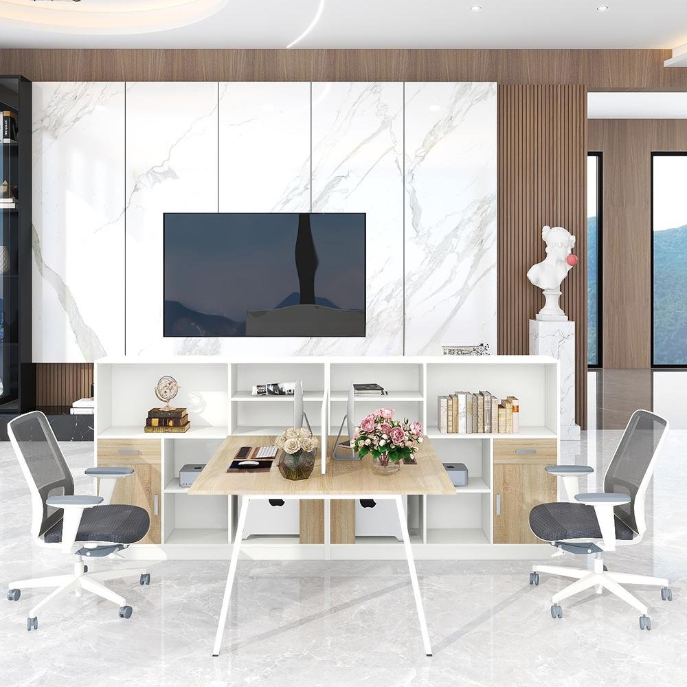 ban lam viec nhom 2 nguoi co ke luu tru hien dai va chuyen nghiep