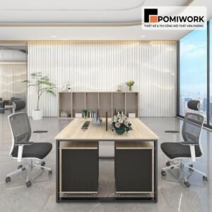 Bàn làm  việc nhóm 2 người thiết kế nhỏ gọn, sang trọng