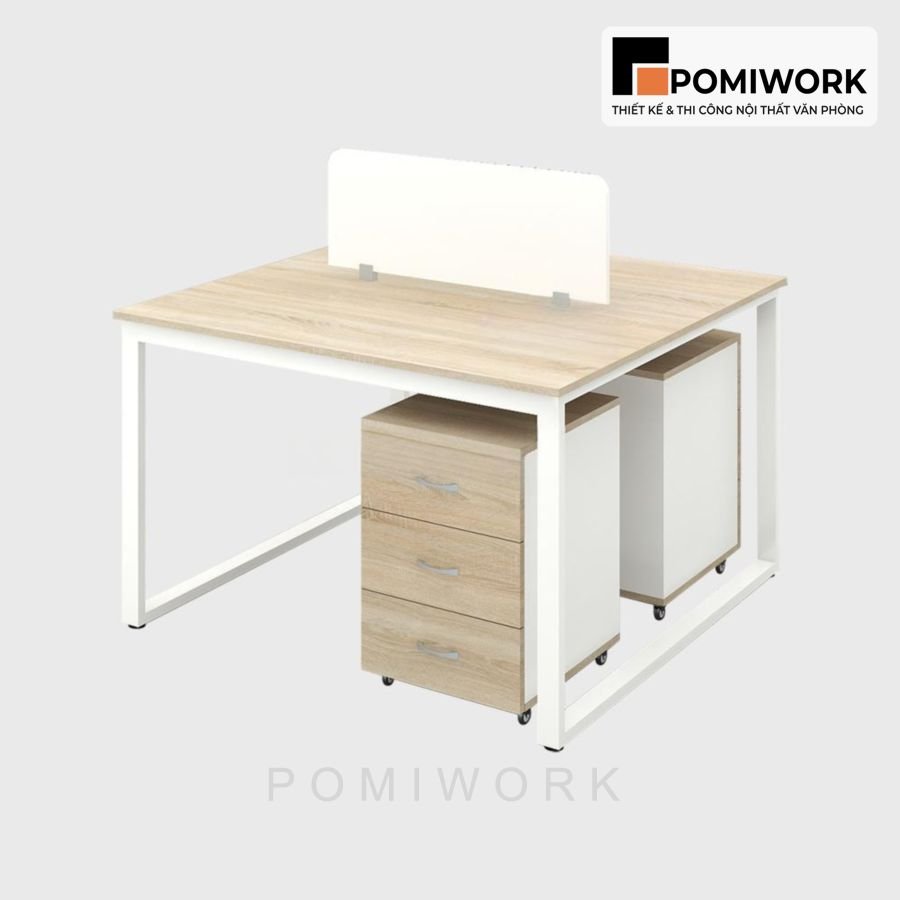 ban lam viec nhom 2 nguoi thiet ke nho gon kem hoc tu