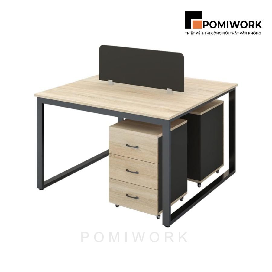 ban lam viec nhom 2 nguoi thiet ke nho gon kem hoc tu