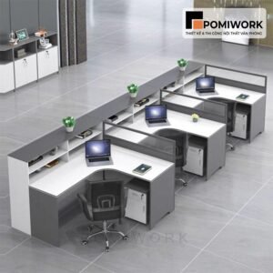 Bàn làm việc nhóm 3 ngươi ngồi thiết kế hiện đại, sang trọng