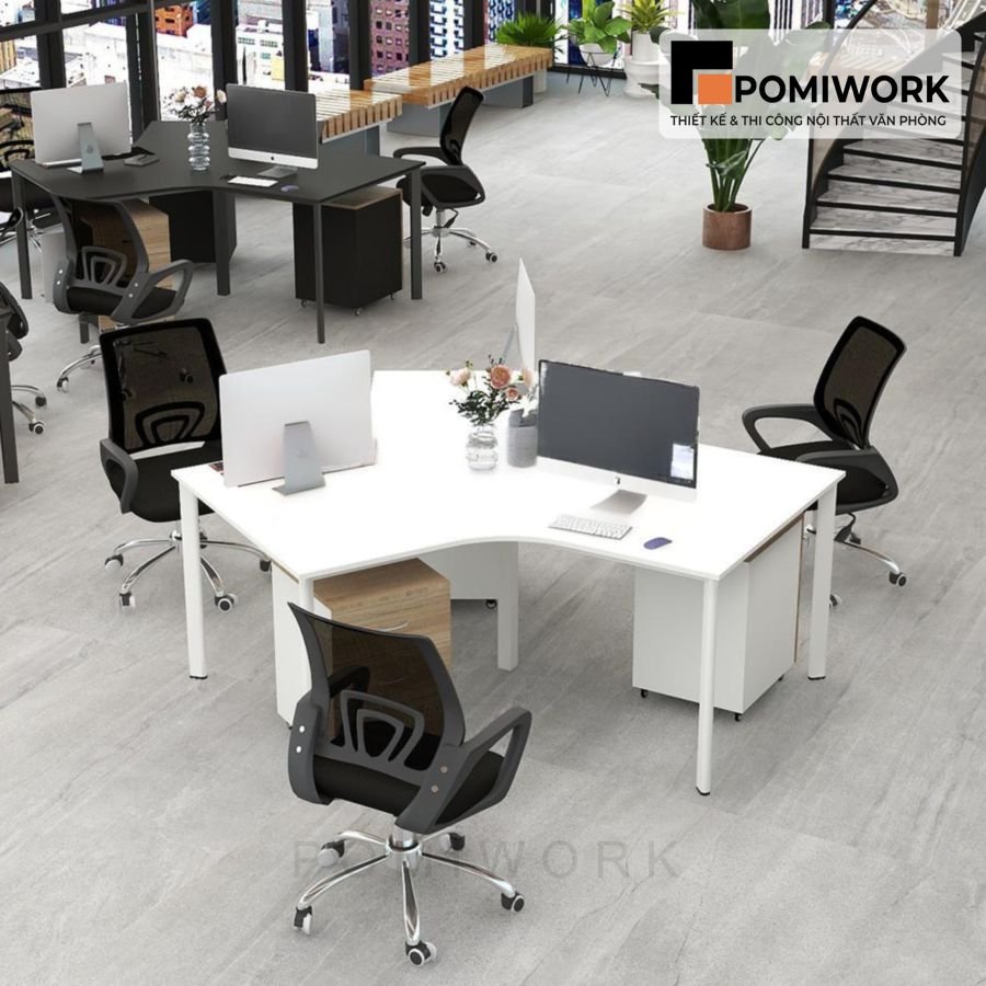 ban lam viec nhom 3 nguoi thiet ke sang trong tien dung