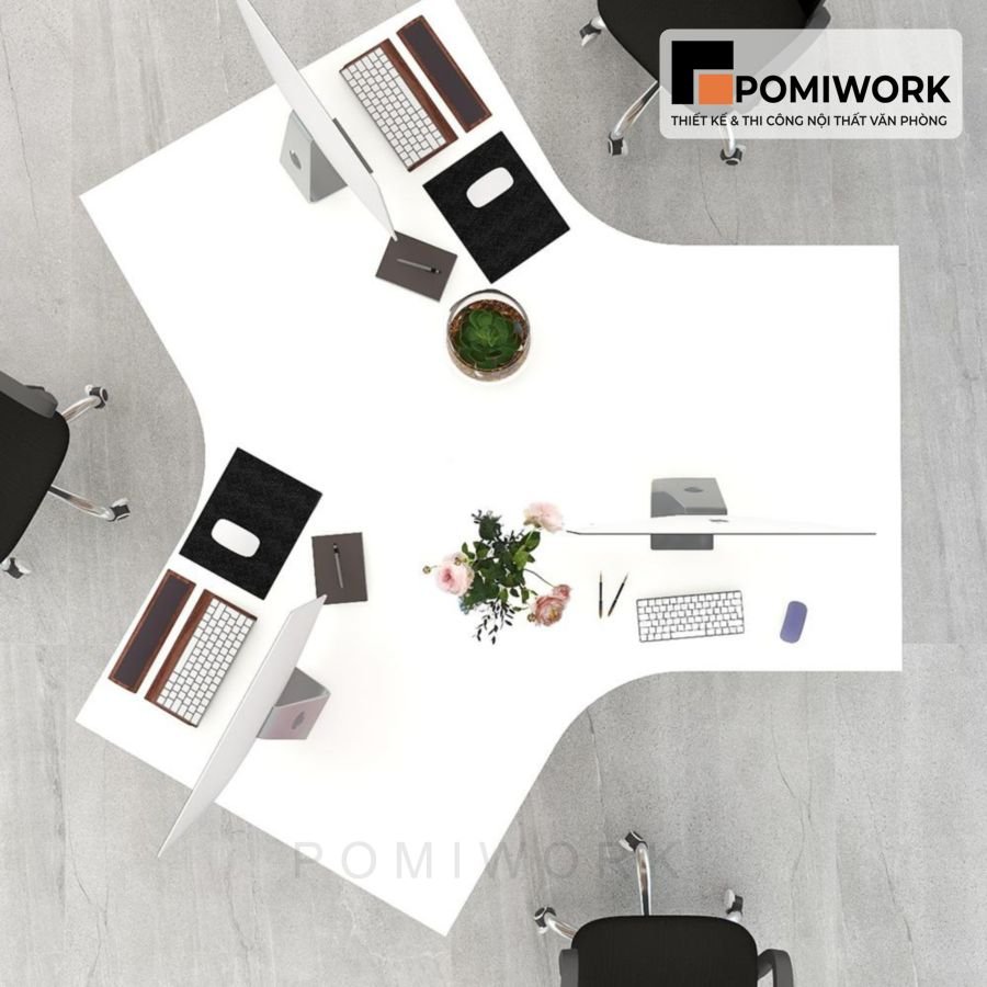 ban lam viec nhom 3 nguoi thiet ke sang trong tien dung