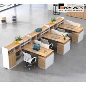 Bàn làm việc nhóm 3 người tiện lợi cho văn phòng mở