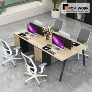 Bàn làm việc nhóm 4 người hiện đại - Bàn văn phòng dài sang trọng