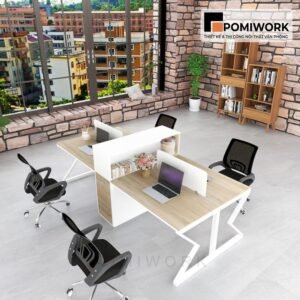 Bàn làm việc nhóm 4 người khung sắt hiện đại, sang trọng