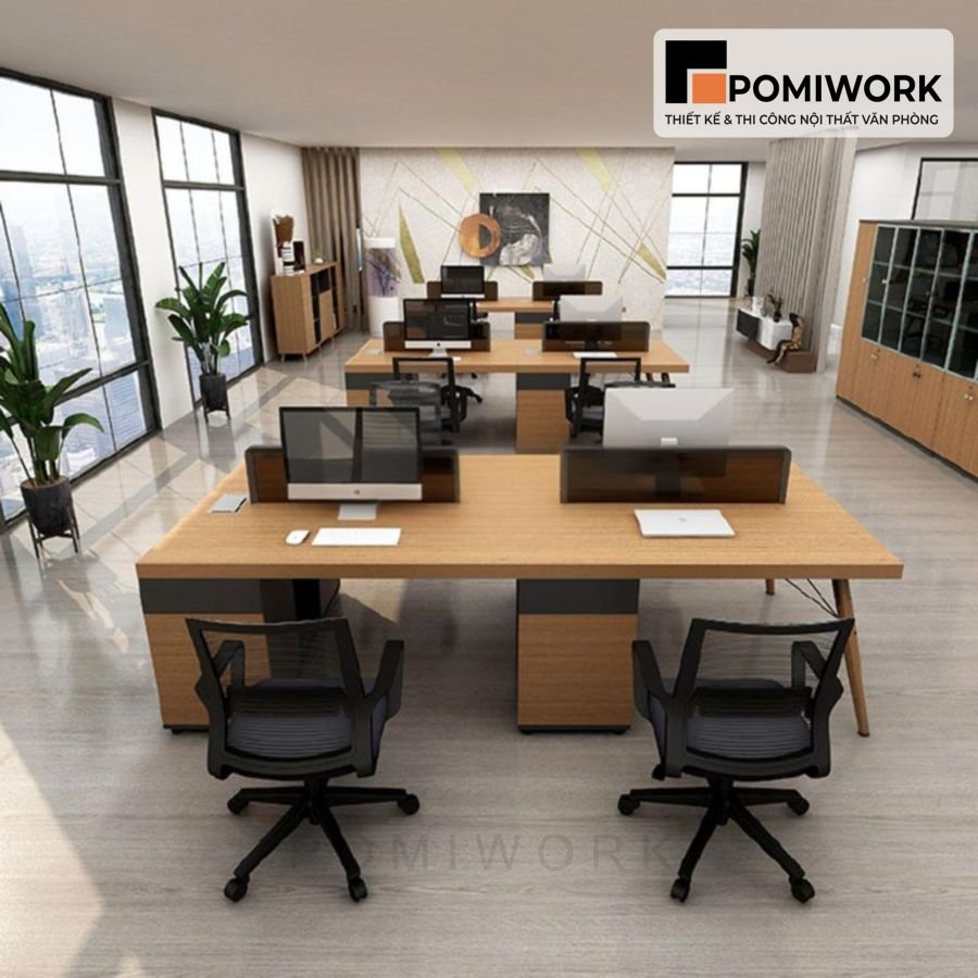 ban lam viec nhom 4 nguoi kieu dang hien dai chat lieu ben dep