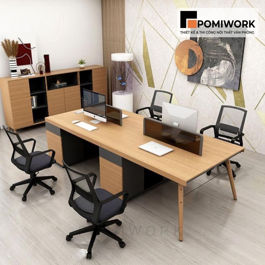 ban lam viec nhom 4 nguoi kieu dang hien dai chat lieu ben dep