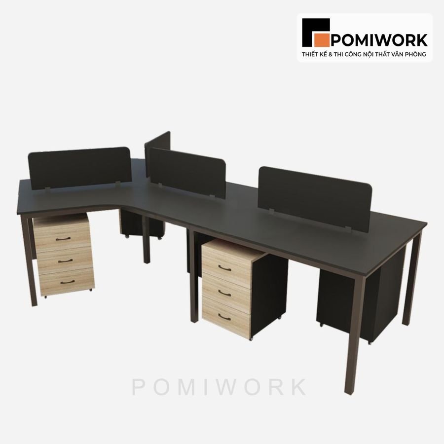 ban lam viec nhom 4 nguoi thiet ke chu X hien dai tiet kiem dien tich