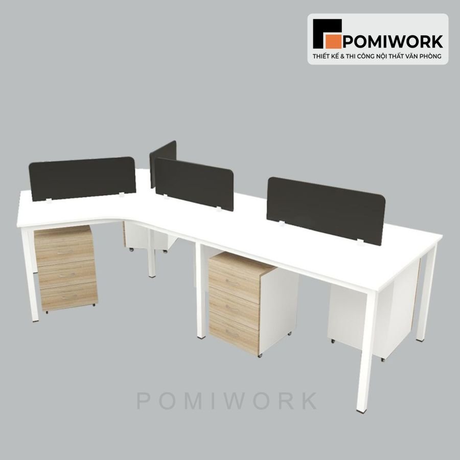 ban lam viec nhom 4 nguoi thiet ke chu X hien dai tiet kiem dien tich