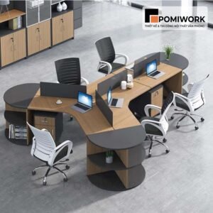 Bàn làm việc nhóm 4 người thiết kế đẹp, hiện đại, tiết kiệm không gian