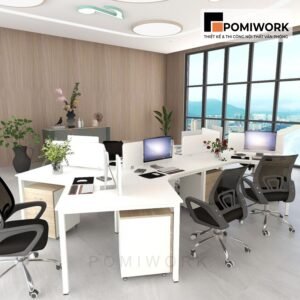 Bàn làm việc nhóm 6 chỗ hiện đại - Gỗ MDF bền, đẹp