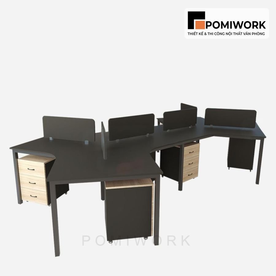 ban lam viec nhom 6 cho hien dai kem hoc tu di dong va vach ngan