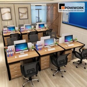 Bàn làm việc nhóm 6 người hiện đại cho văn phòng - Thiết kế tiện ích, sang trọng