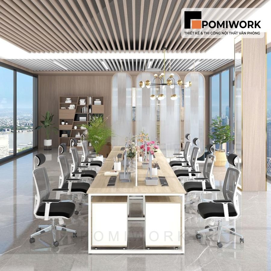 ban lam viec nhom 8 nguoi go mdf cao cap tien loi ben dep