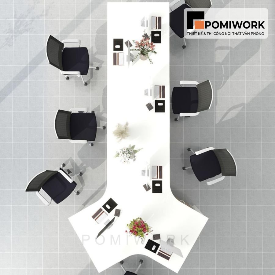 ban lam viec nhom van phong 6 cho thiet ke hien dai ben dep