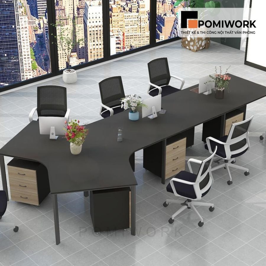 ban lam viec nhom van phong 6 cho thiet ke hien dai ben dep