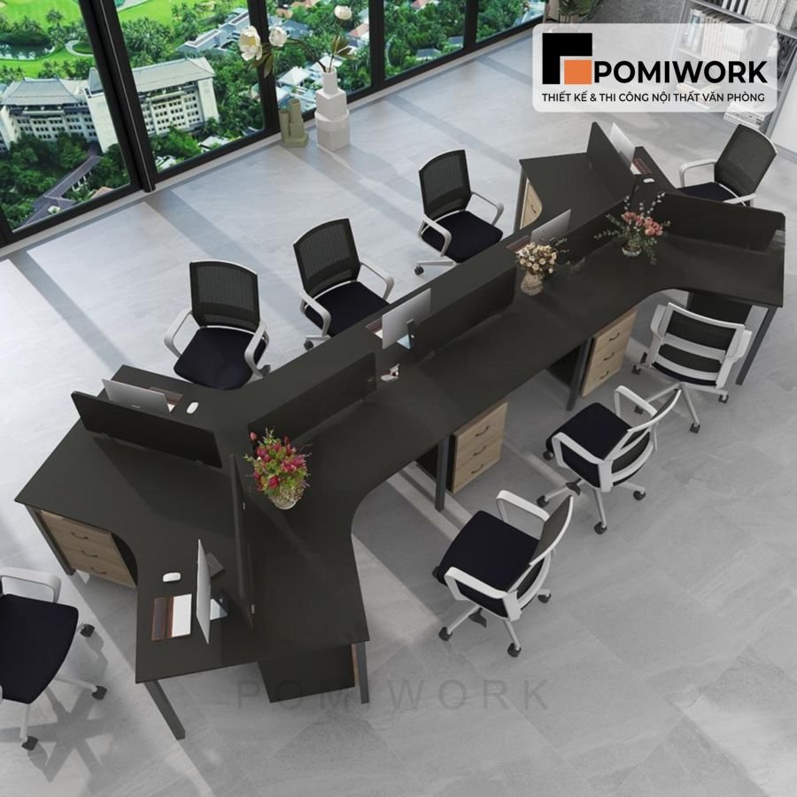 ban lam viec nhom van phong 8 cho kieu dang chu x sang trong hien dai