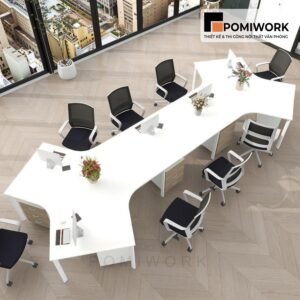 Bàn làm việc nhóm văn phòng 8 chỗ kiểu dáng chữ X sang trọng, hiện đại