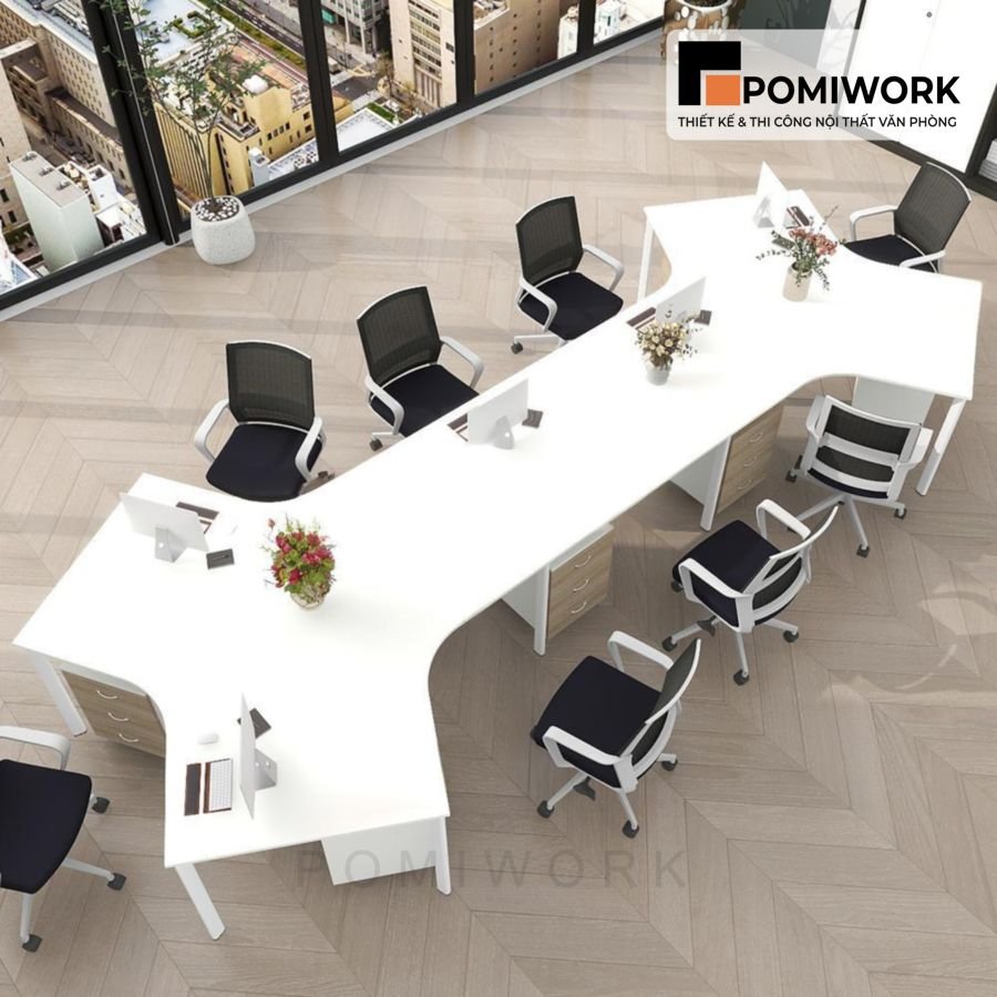 ban lam viec nhom van phong 8 cho kieu dang chu x sang trong hien dai