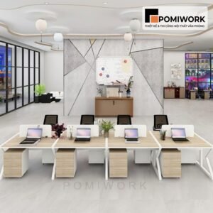 Bàn làm việc nhóm văn phòng 8 người bền đẹp, sang trọng