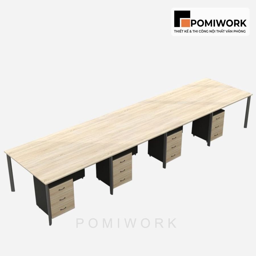 ban lam viec nhom van phong 8 nguoi hien dai chat lieu go cao cap