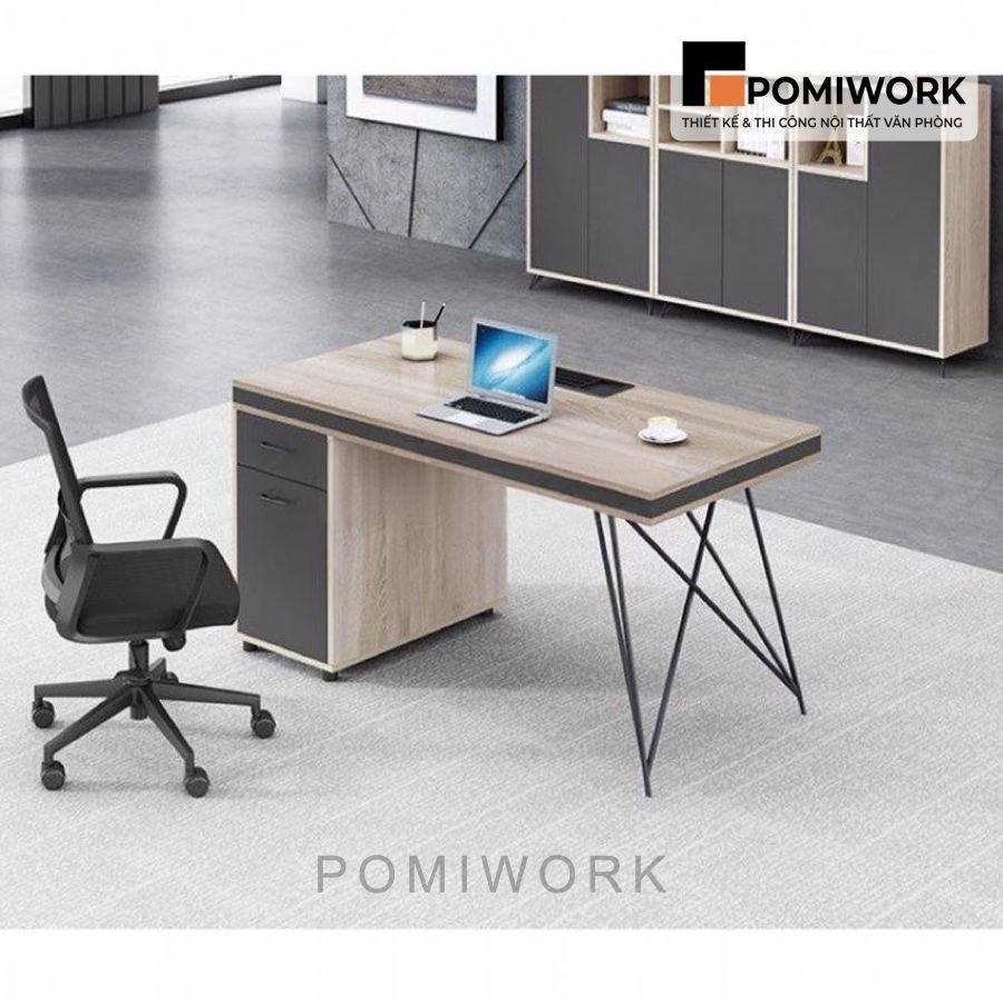 ban lam viec thiet ke sang trong chan sat mat go kem hoc tu