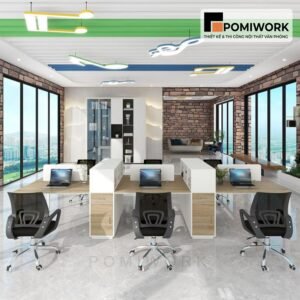 Bàn làm việc văn phòng 6 chỗ - Cụm bàn hiện đại, giá tốt