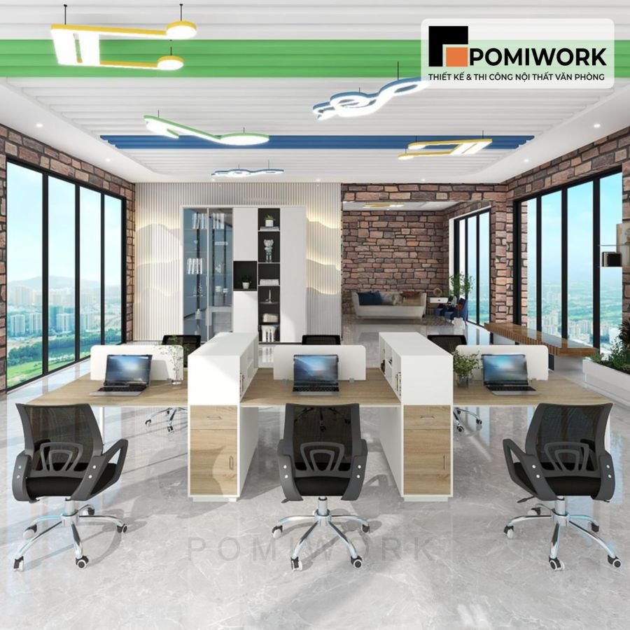 ban lam viec van phong 6 cho cum ban hien dai kem tu phu